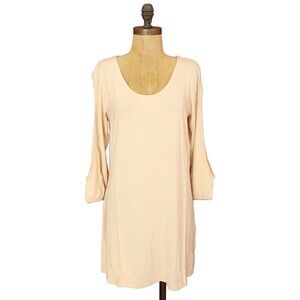 Pennington & Bailes Bamboo Cold Shoulder Tunic M 3/4 Sleeve Beige Top NWT B66